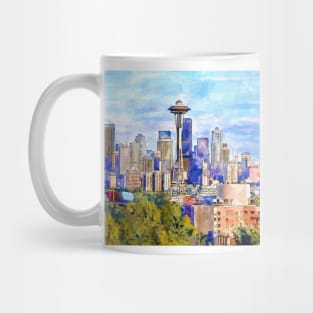 Seattle View in watercolor Mug